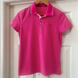 Ralph Lauren RLX Women’s Golf Performance Polo Pink Stripe Rare Golf Logo Size M